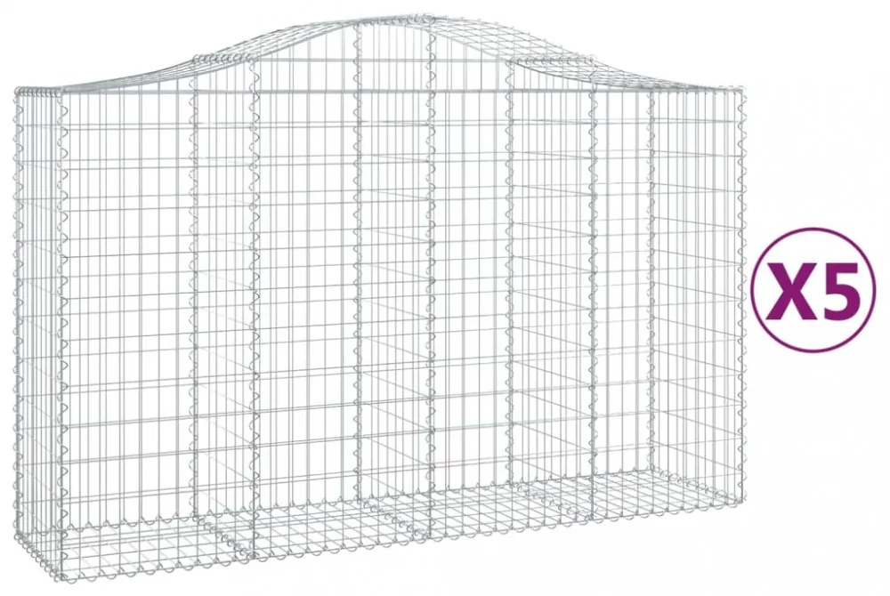 5 db íves horganyzott vas gabion kosár 200x50x120/140 cm