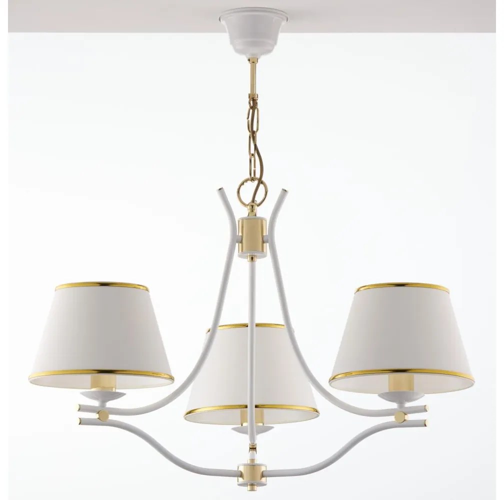 Jupiter 2085 - SAMBA láncos csillár 3xE27/15W/230V fehér/arany