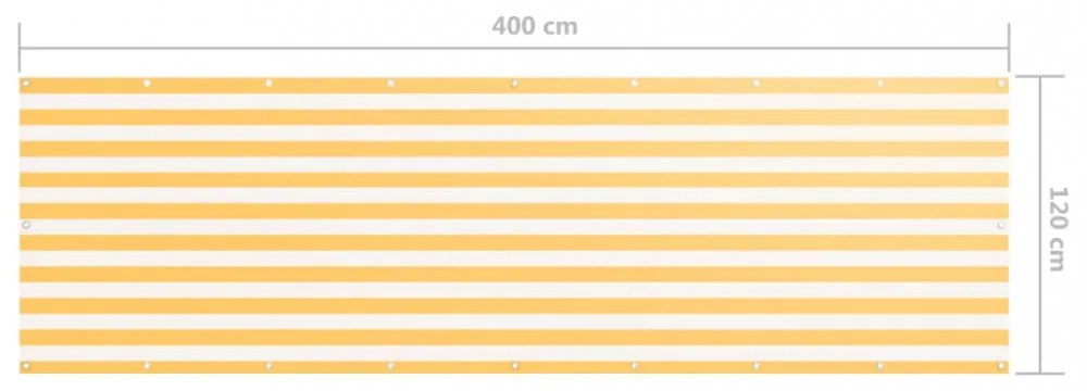 fehér és sárga oxford-szövet erkélyparaván 120 x 400 cm