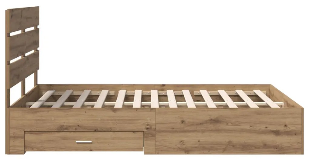 vidaXL Ágykeret fiókkal fejtámlával Artisan tölgy 140 x 190 cm Faanyag