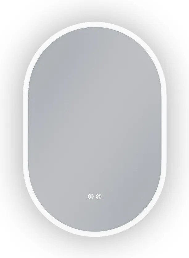 Erga Demi, ovális LED tükör 60x90cm, 3 színű fény, első világítás, páramentes fűtőbetét, ERG-V01-Demi-6090-CL
