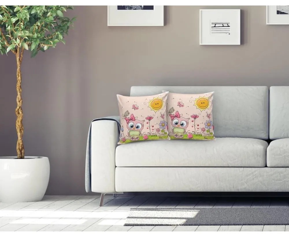 Gyerek párnahuzat 43x43 cm Pink Owl – Mila Home