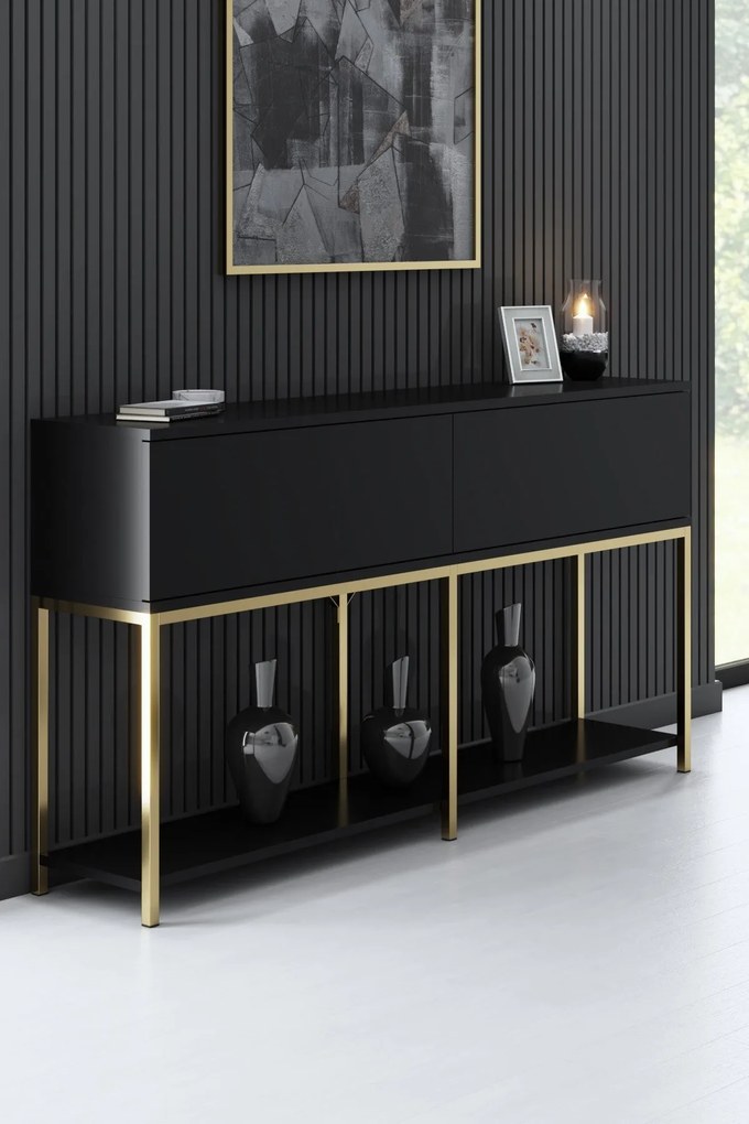 Konzolasztal Lord - Black, Gold