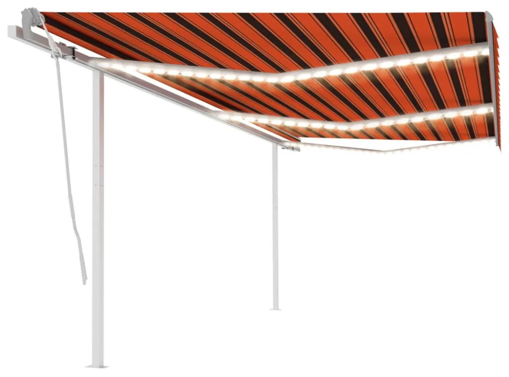 narancssárga-barna kézzel kihúzható LED-es napellenző 6 x 3,5 m