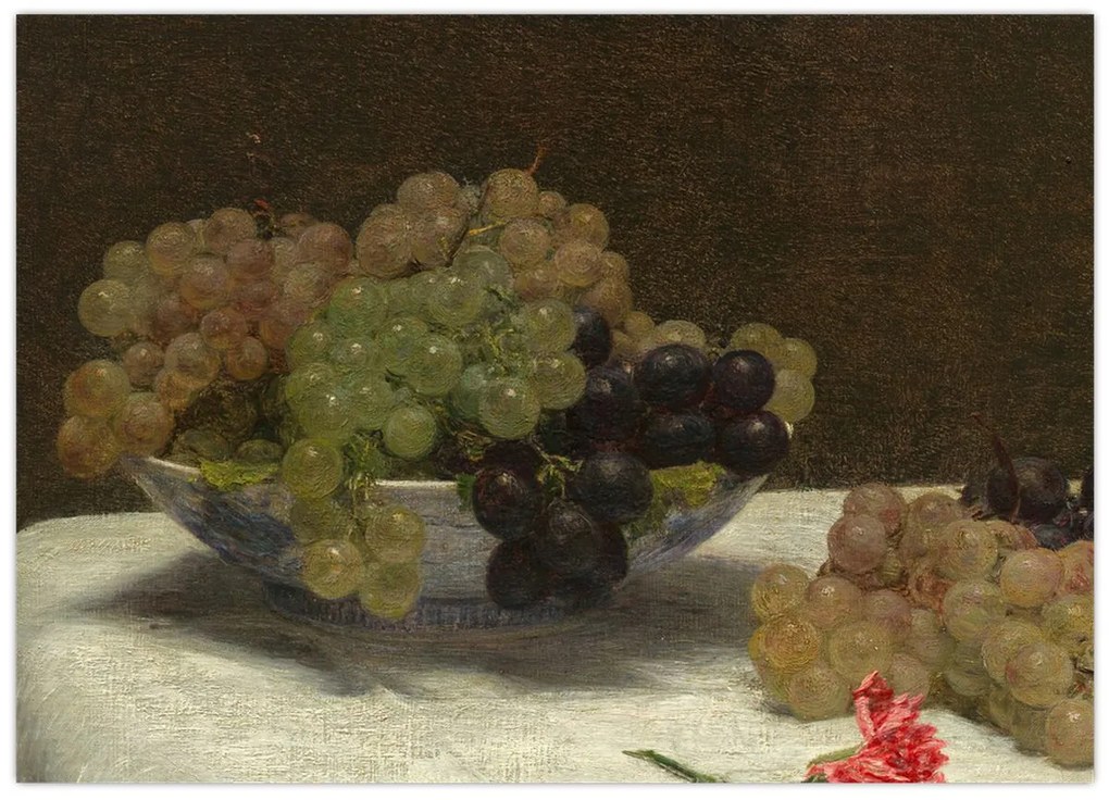 Üveg kép - Henri Fantin-Latour, Still Life with Grapes and a Carnation, reprodukciók (70x50 cm)