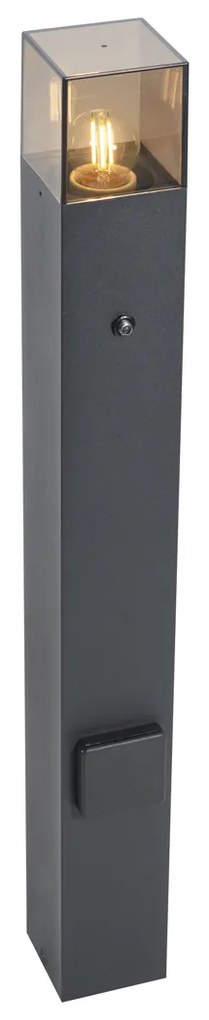 Modern kültéri oszloplámpa fekete füstüveggel 70 cm alkonykapcsolóval IP44 - Denmark