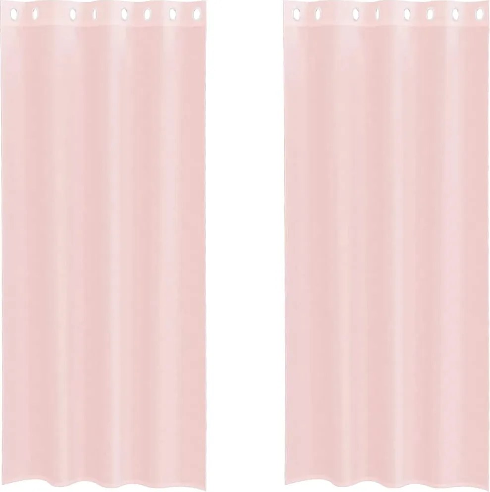 vidaXL 2 db világos rózsaszínű fátyolfüggönyök rojtokkal 140x245 cm