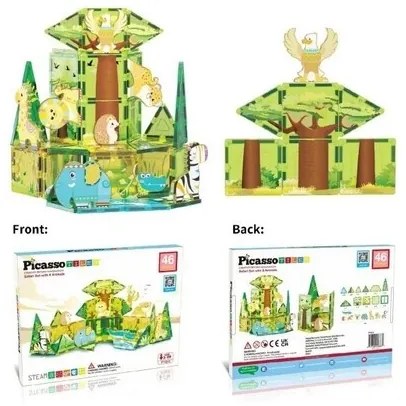 PicassoTiles mágneses építőkészlet Safari Set 8 állattal