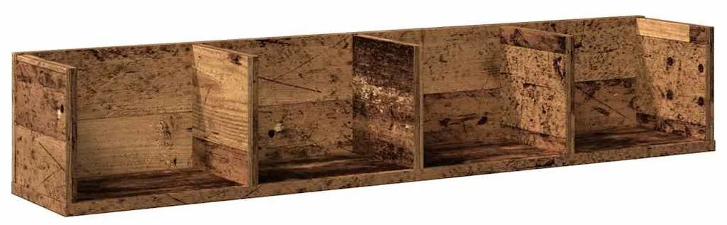 antik fa színű szerelt fa CD-tartó fali polc 100 x 18 x 18 cm