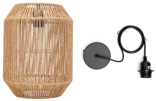 Függesztett lámpa természetes kötéllel (fényforrás nélkül) E27