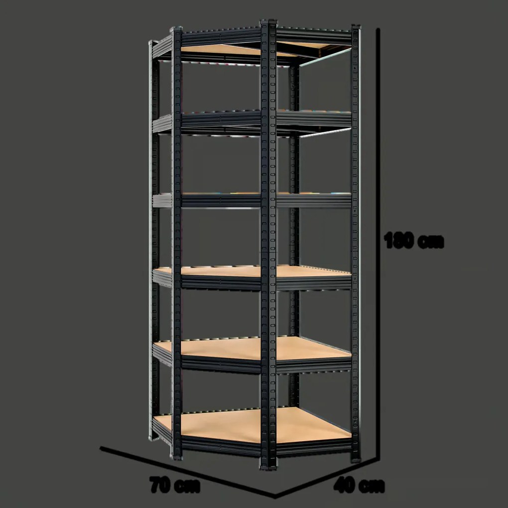 Deuba Sarok 6 polcos állvány – fekete