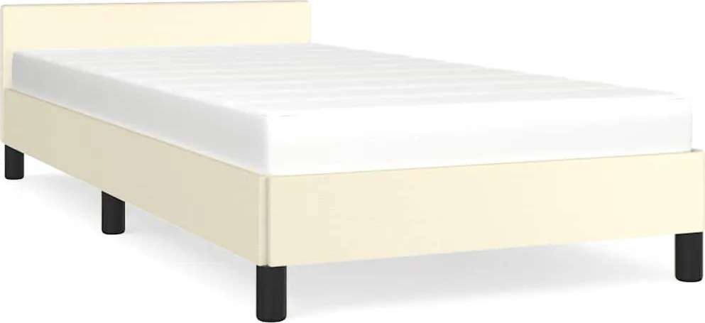 vidaXL krémszínű ágykeret fejtámlával matrac nélkül 100x200 cm