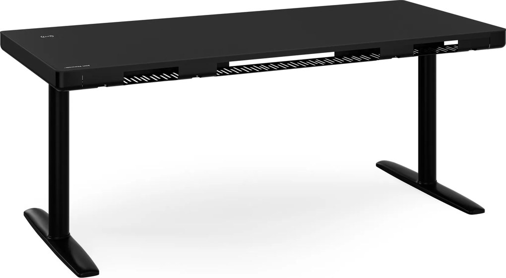 Elektromos ülő-álló íróasztal fiókkal és Qi vezeték nélküli töltővel fekete, 1600 mm: ELLIS