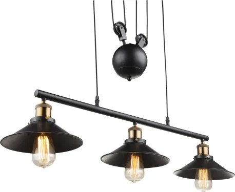 Globo 15053-3 Függeszték fekete,állítható magsság, 90-180 cm, LxBxH:920x220x1800, exkl. 3xE27 60W 230V