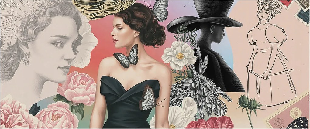 Divatos Flizelin Fali Tapéta Furnér Virágok és portrék 250x104 Ragasztó