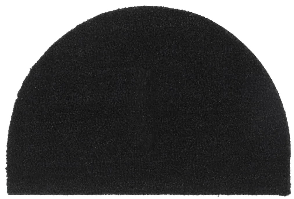 ajtószőnyeg Fekete félkör alakú Tuftos kókuszrostos szőnyeg