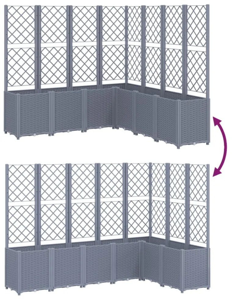kékszürke polipropilén rácsos kerti ültetőláda 160 x 160 x 140 cm