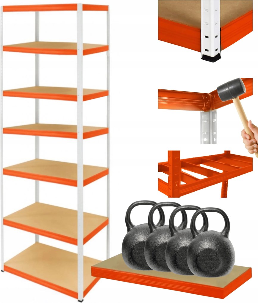 Tárolószekrény fém állvány Helios 270x100x40cm 7Px400kg Tömör Magas