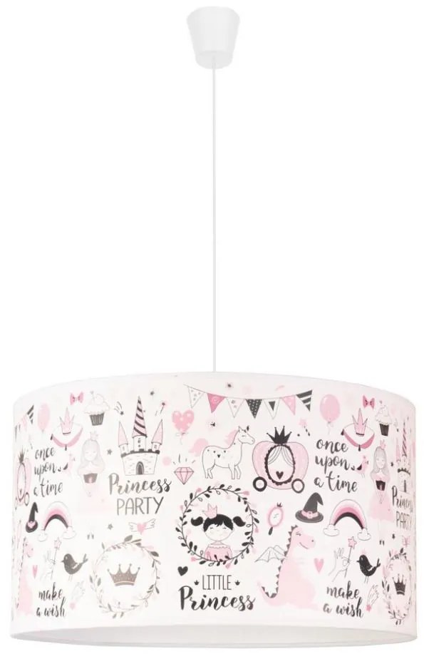 Duolla - Gyerek csillár zsinóron PRINT M 1xE27/40W/230V átm. 35 cm tündérmese
