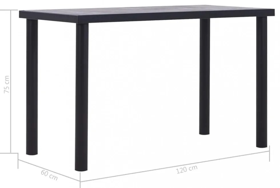 fekete és betonszürke MDF étkezőasztal 120 x 60 x 75 cm