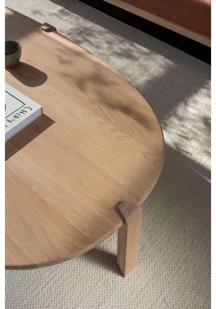 Natúr színű tölgyfa dohányzóasztal 80x150 cm Kulin – Gazzda