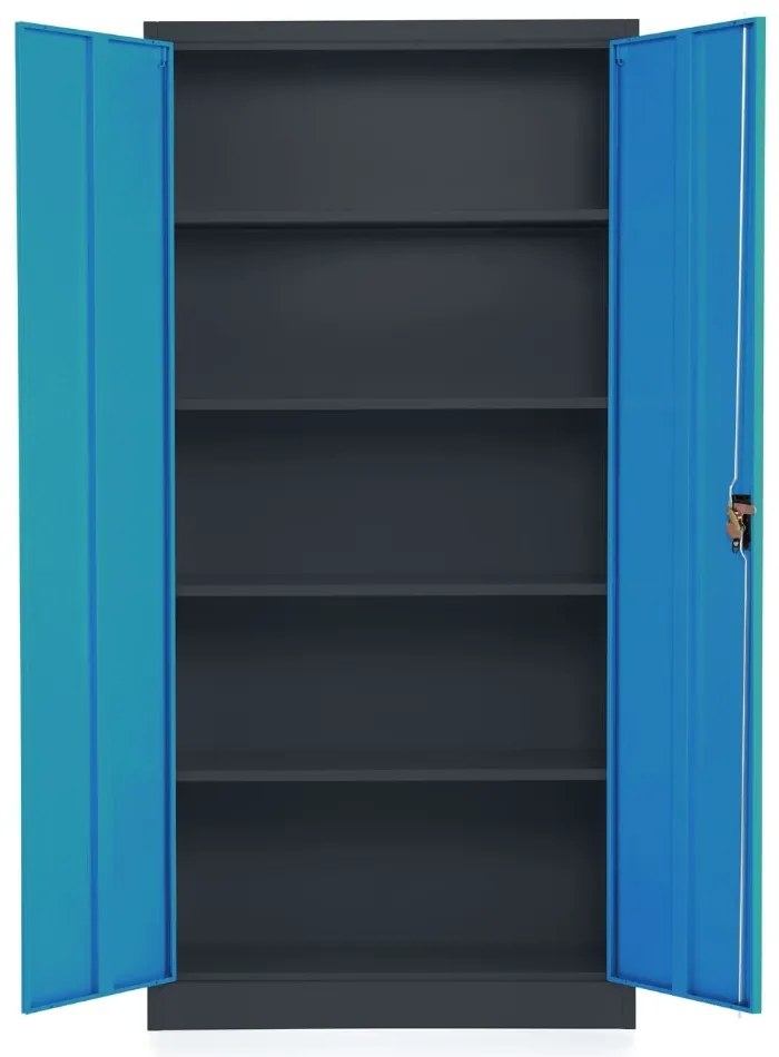 Univerzális fém szekrény, 90 x 40 x 185 cm, hengerzár, kék - ral 5012
