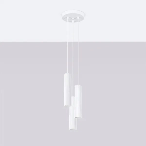 Sollux SL.1538 - Csillár zsinóron KARBON 3xGU10/10W/230V fehér