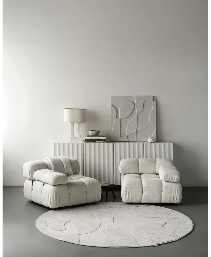 Világosszürke gyapjú kerek szőnyeg ø 120 cm Morphic Botanica – Agnella