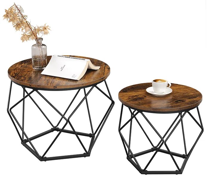 VERA konferenciaasztal készlet  50x40cm/40x36cm, barna/fekete Vasagle