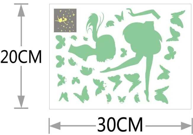 Falmatrica "Foszforeszkáló Lány lepkékkel" 45x40 cm