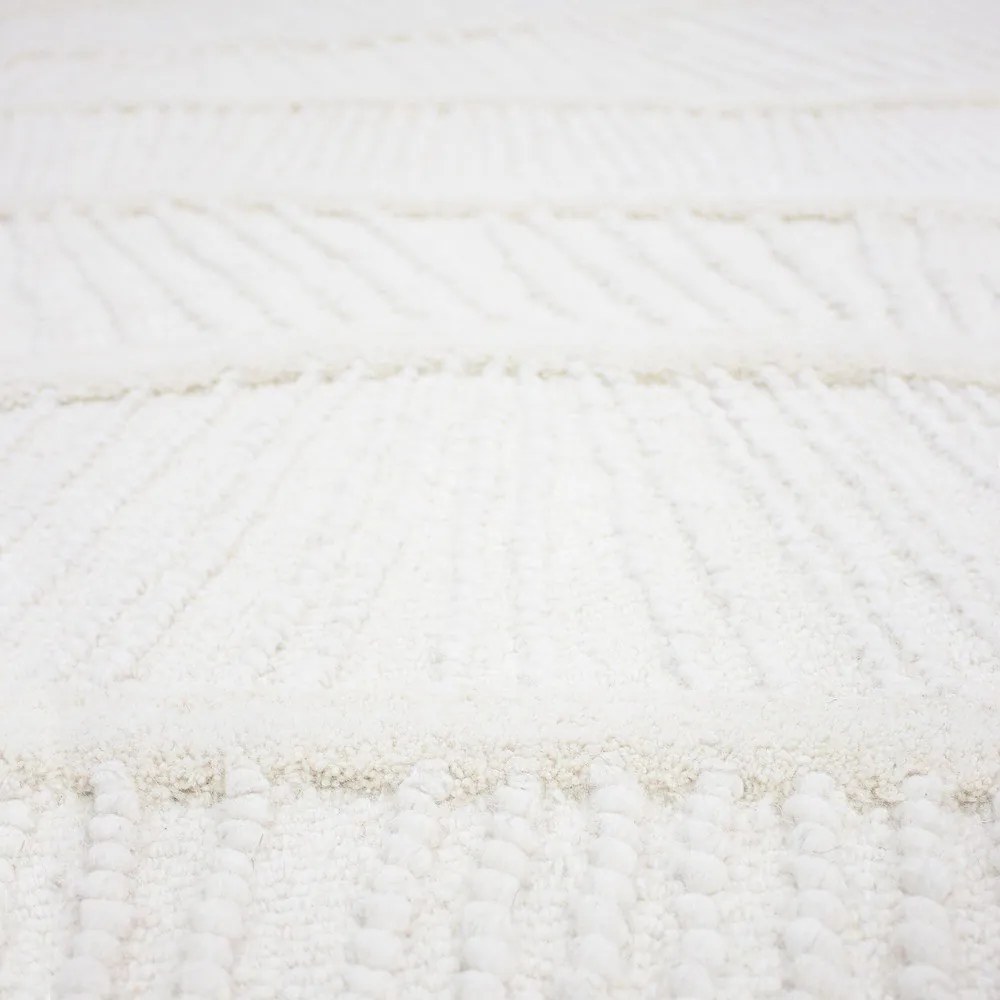 Fehér kézi szövésű gyapjúkeverék szőnyeg 200x290 cm Sculptured Wave – Flair Rugs