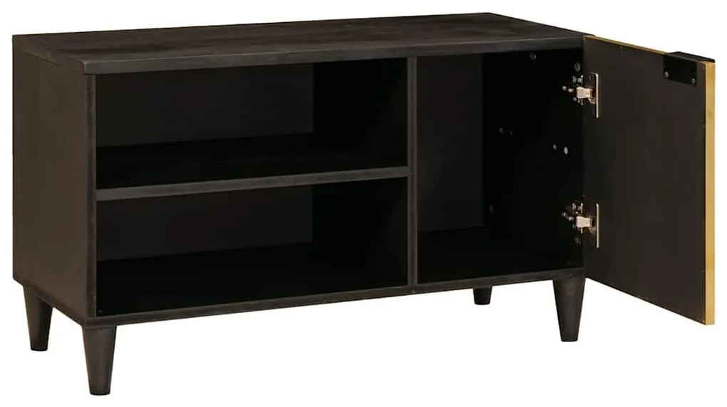 TV szekrény Fekete és Arany 80 x 33 x 46 cm tömör mangófa