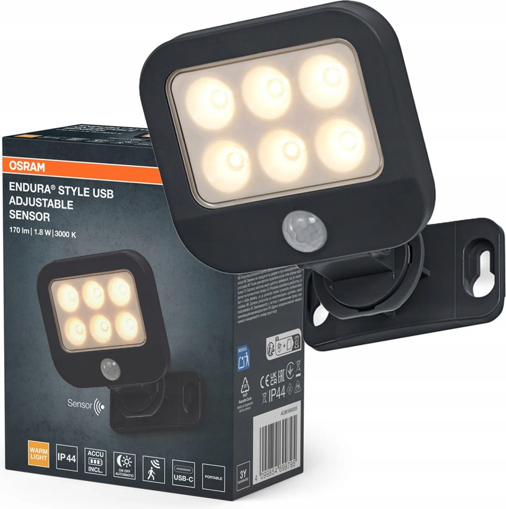 Kerti fali lámpa Led Alkonyat mozgásérzékelő 1.8W 3000K IP44 Endura