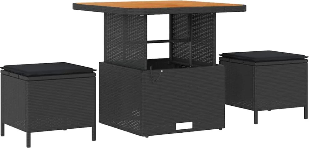 vidaXL Kerti Kanapé Szett 12 pcs Fekete Poli Rattan és Porfestett Acél