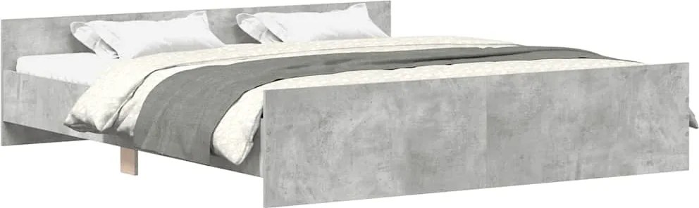 vidaXL betonszürke ágykeret fej- és lábtámlával 180 x 200 cm