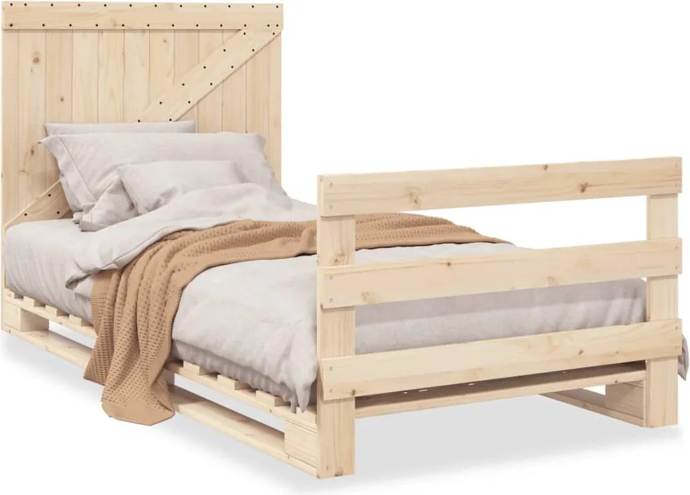 vidaXL tömör fenyőfa ágykeret fejtámlával 100 x 200 cm