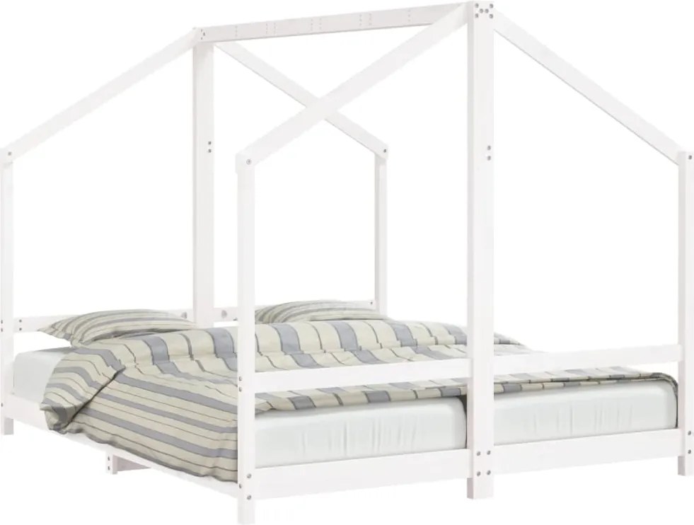 vidaXL fehér tömör fenyőfa gyerekágykeret 2 x (80 x 200) cm