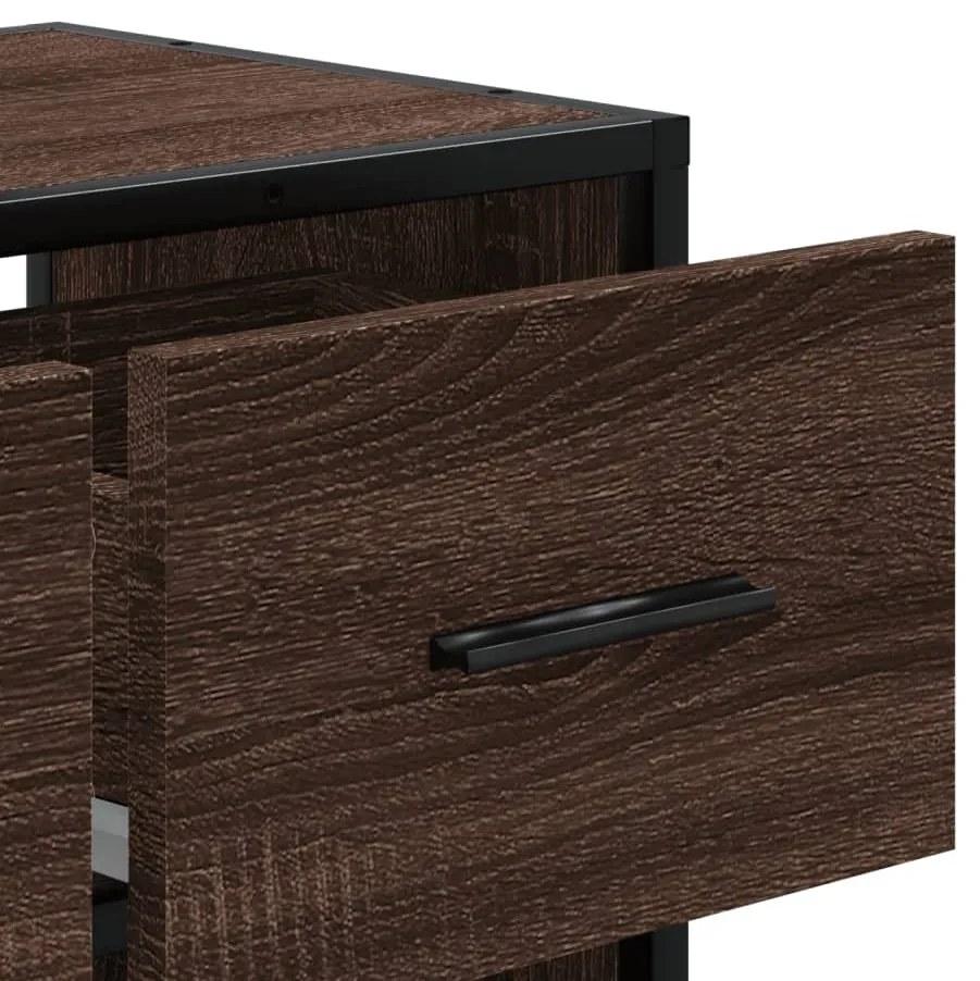 barna tölgy színű szerelt fa és fém TV-szekrény 60x31x39,5 cm