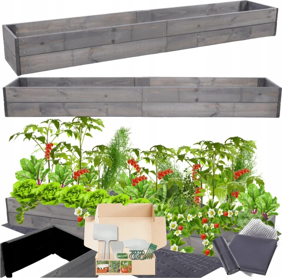 Ágyás magasított impregnáló láda zöldséges virágtartó 18x240x30