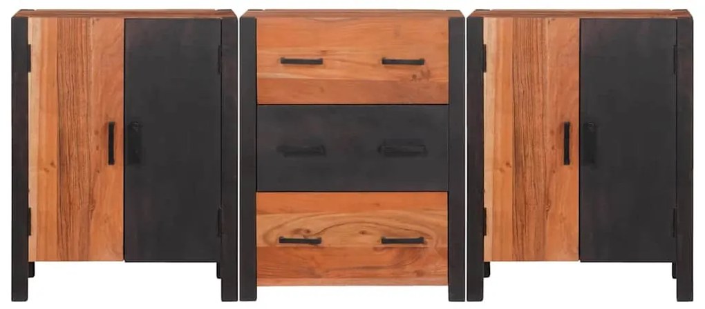 Széf fiókkal 3 pcs Barna 55 x 30 x 75 cm Tömör akácfa