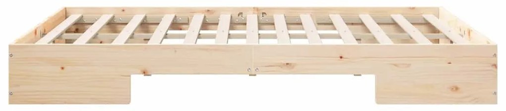 vidaXL Földi ágykeret tárolóval Barna 150 x 200 cm Tömör fenyőfa