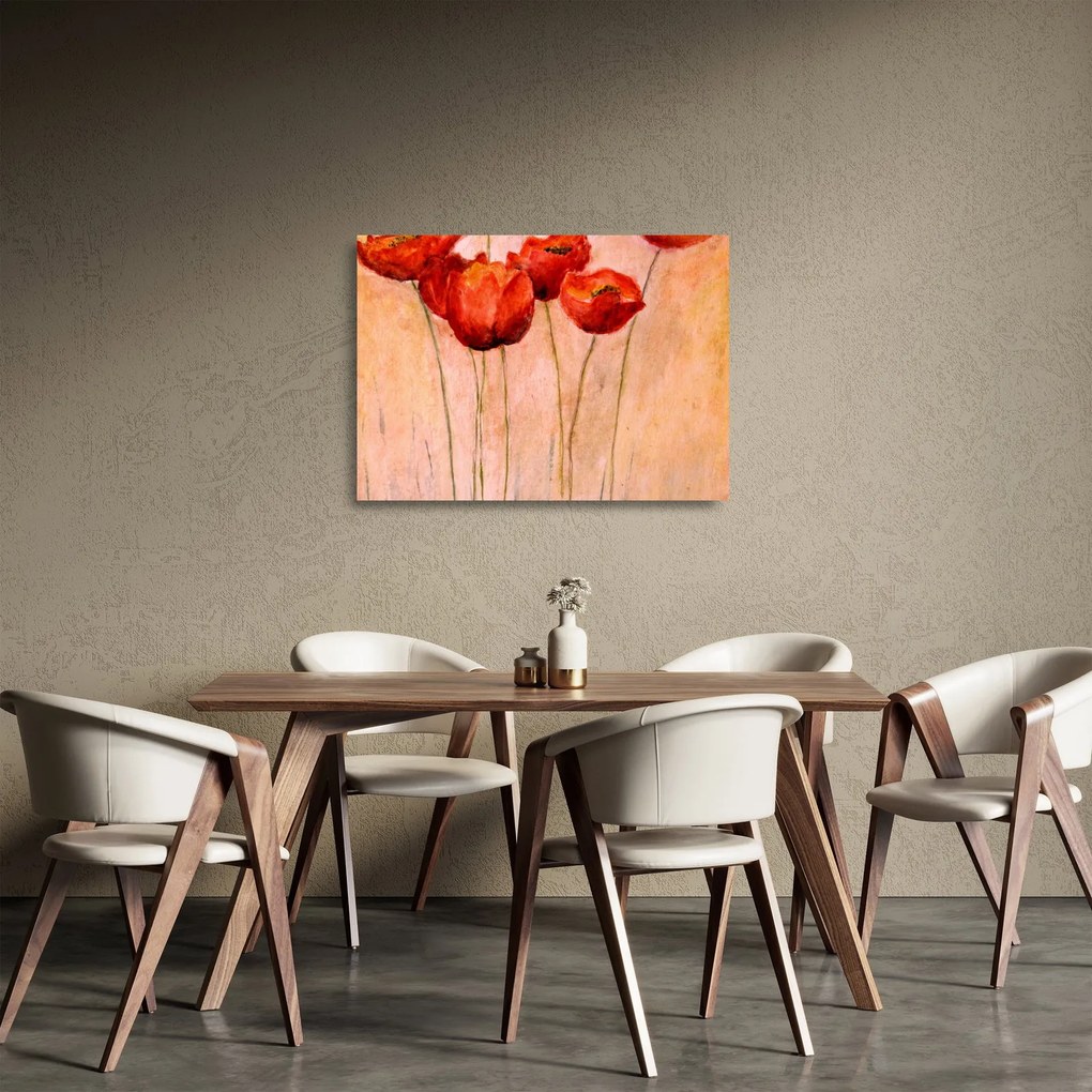 Kép - piros tulipán (üvegen) (70x50 cm)