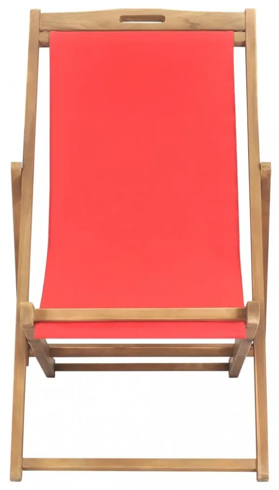 piros összecsukható tömör tíkfa strandszék