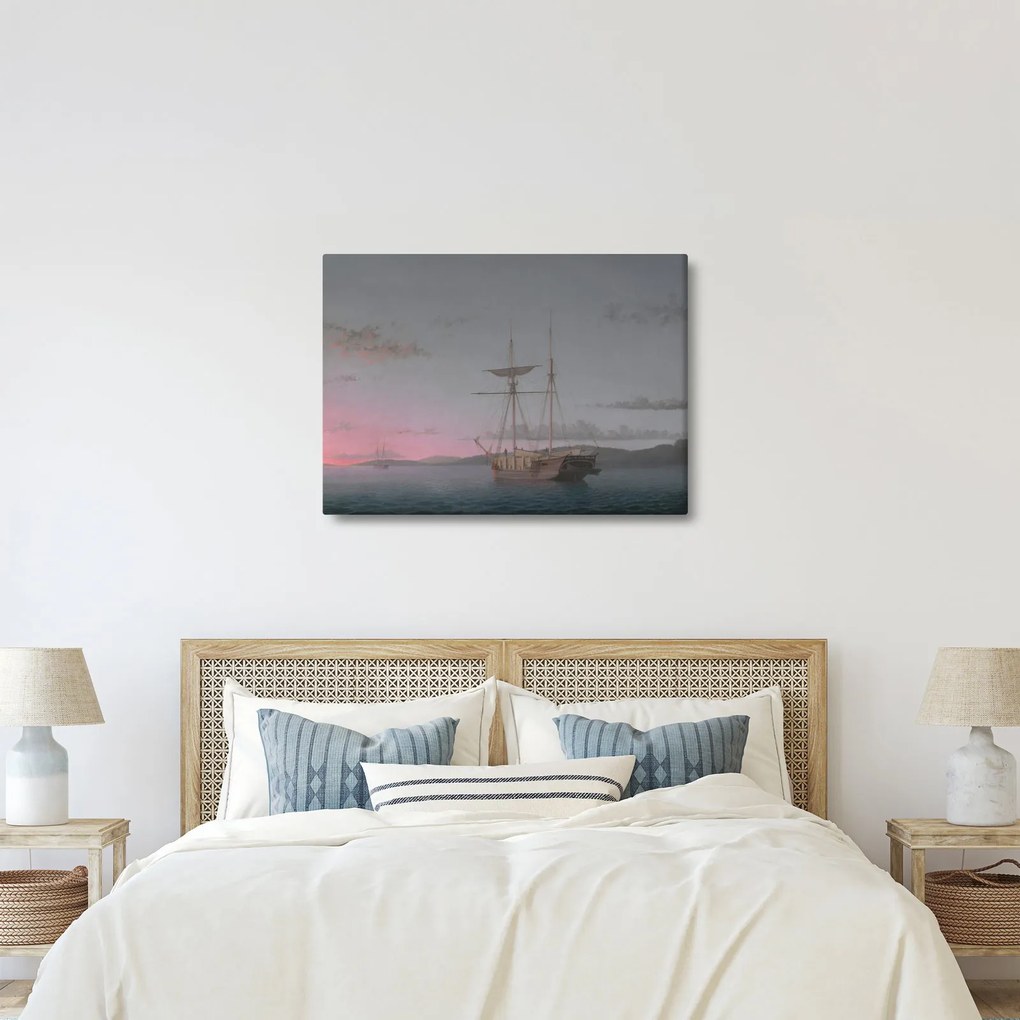 Kép - Fitz Henry Lane, Lumber Schooners at Evening on Penobscot Bay, reprodukciók (70x50 cm)