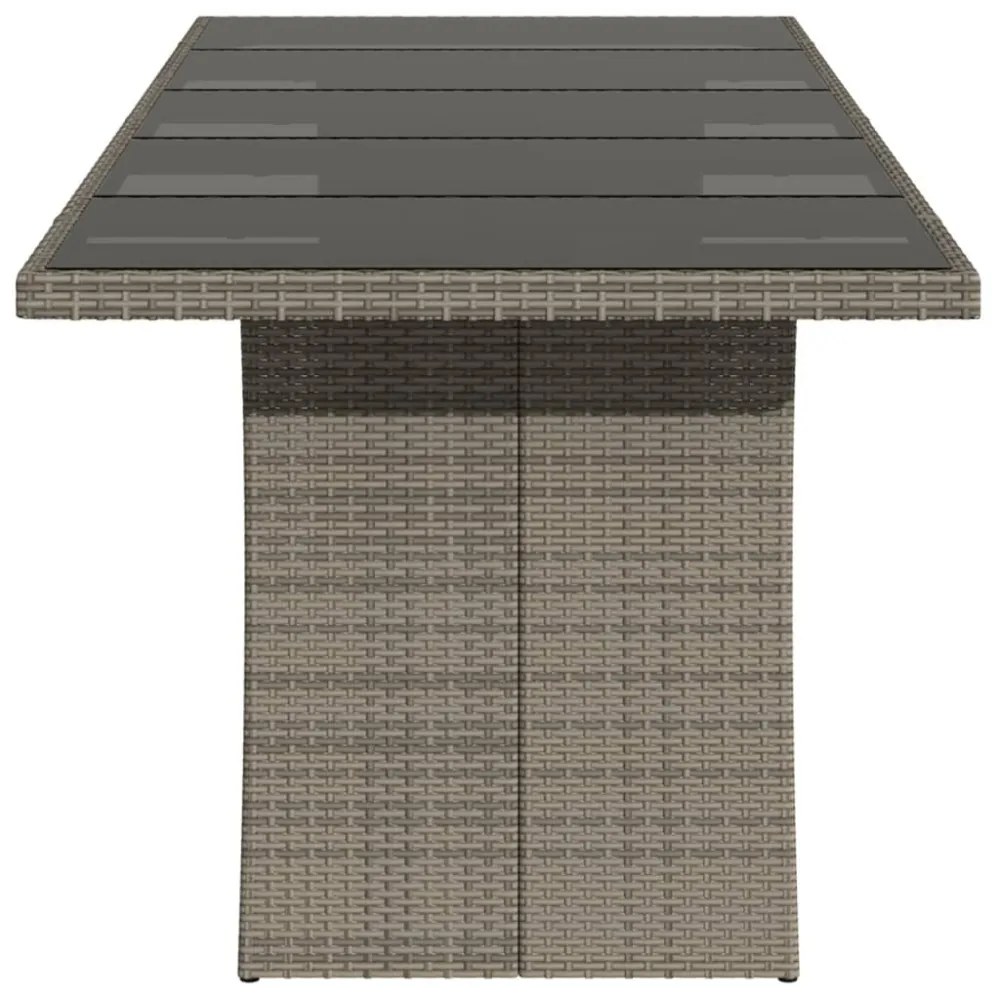 szürke polyrattan üveglapos kerti asztal 240 x 90 x 75 cm