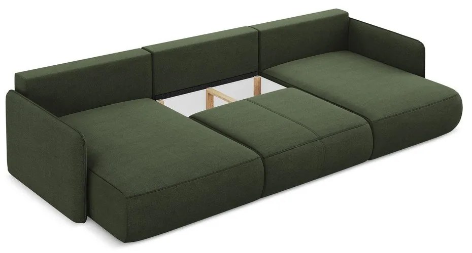 Zöld kinyitható-tárolóhelyes sarokkanapé Nanea – Makamii