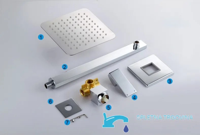 Falba süllyesztett zuhanypanel EYN PT23979 esőztető funkcióval és LED-világítással, króm és ezüst kivitelben