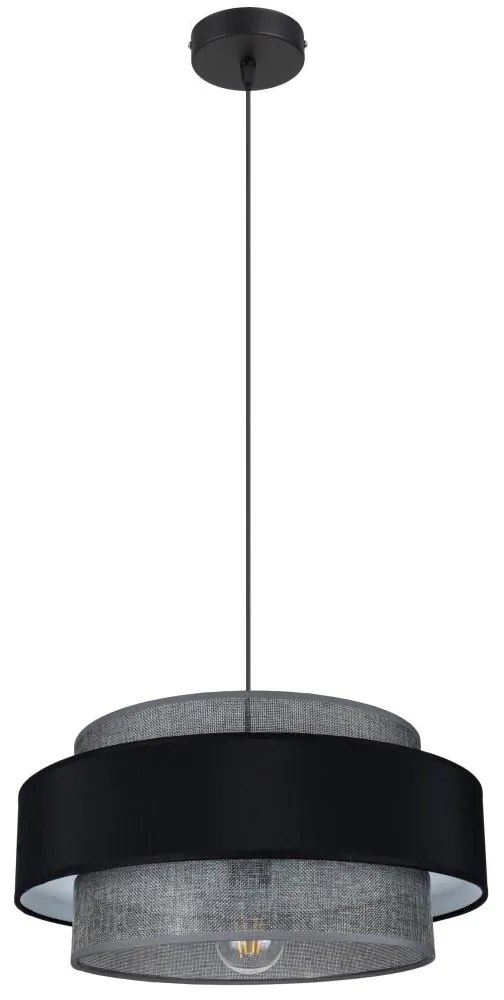 Csillár zsinóron CORSA 1xE27/60W/230V fekete/szürke