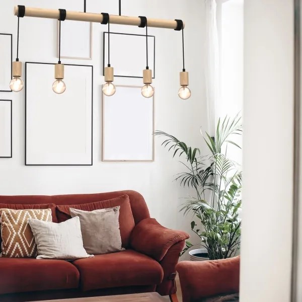 Felületre szerelhető csillár VIGA 5xE27/60W/230V fa