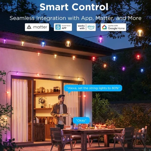 Govee-LED RGBICW Dimmelhető kültér dekoratív lánc LED/24W/230V IP67 2700-6500K Wi-Fi